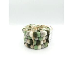 (4) Thirstystone Pom Pom Sheep Wool Coasters Felted 4 Inch Set of 4 Fair Trade